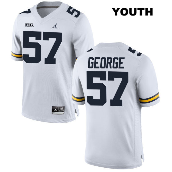 Youth NCAA Michigan Wolverines Joey George #57 White Jordan Brand Authentic Stitched Football College Jersey YI25A88MX